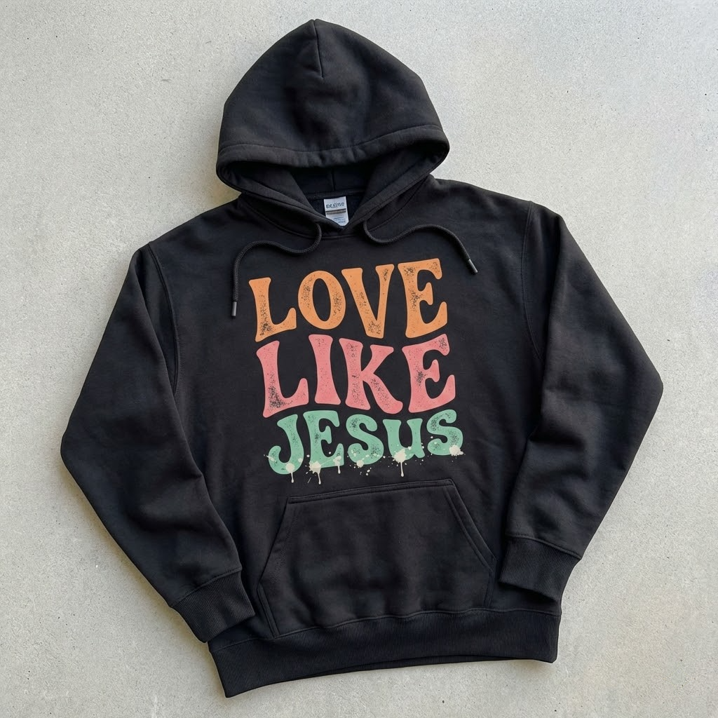 blessed not stressed hoodie vintage christian streetwear with praying hands & rosary graphic (copy)