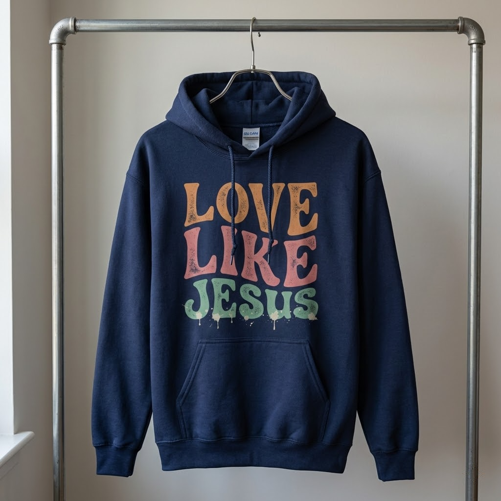 blessed not stressed hoodie vintage christian streetwear with praying hands & rosary graphic (copy)