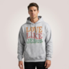 love like jesus retro sand hoodie vintage christian sweatshirt & faith based apparel gift