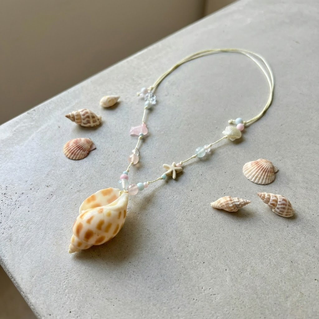 handmade seashell flower necklace – coastal elegance