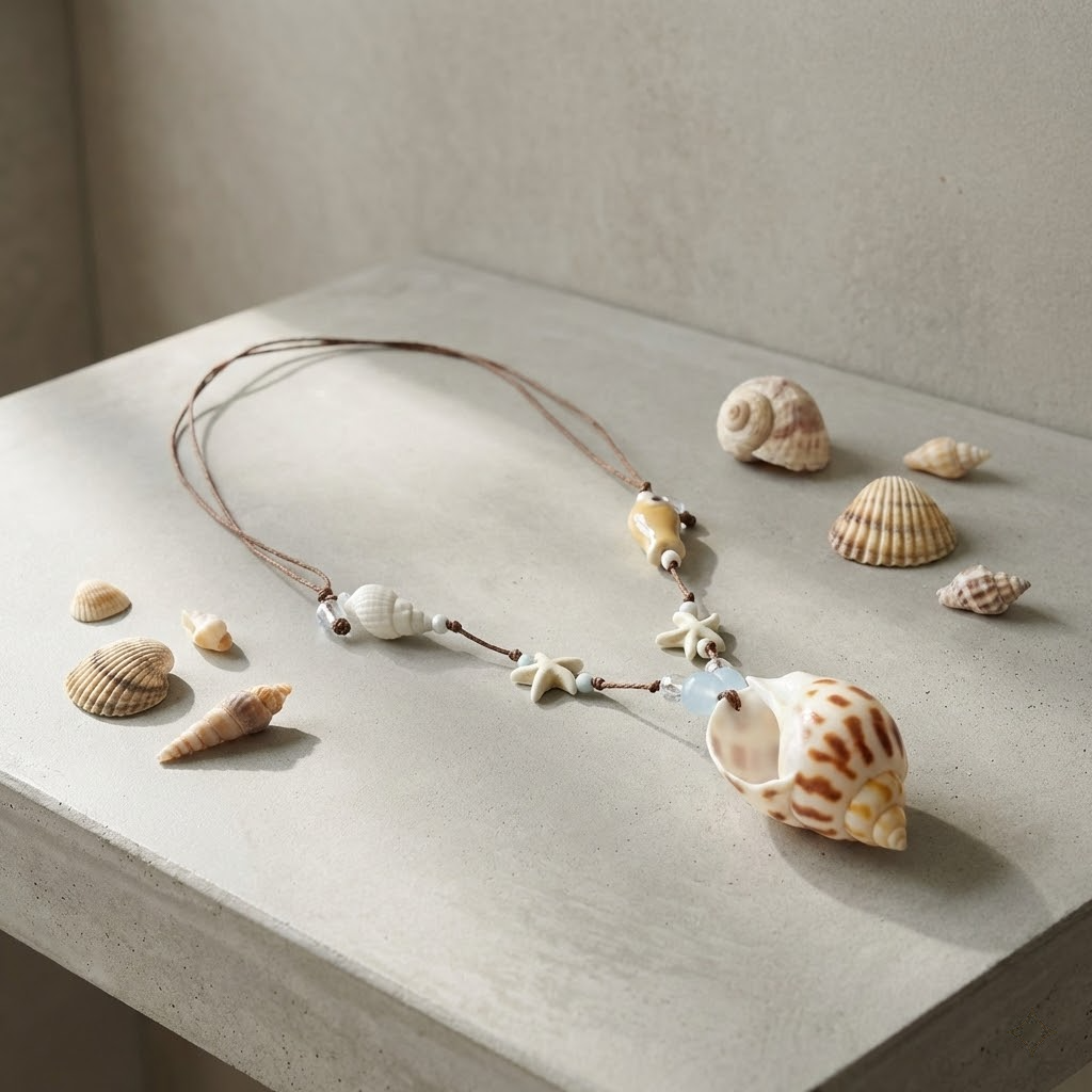 handmade seashell flower necklace – coastal elegance