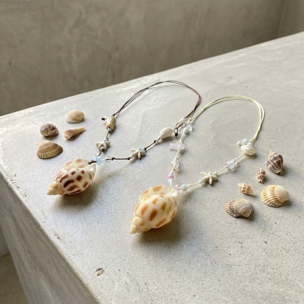handmade seashell flower necklace – coastal elegance