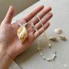 handmade seashell flower necklace – coastal elegance