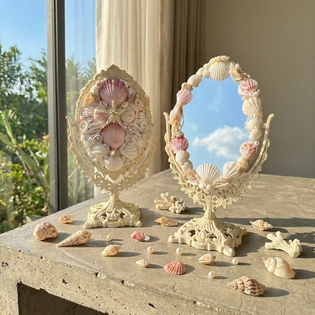 handcrafted shell desk mirror – beach style decor (copy) handcrafted shell desk mirror – beach style decor (copy)