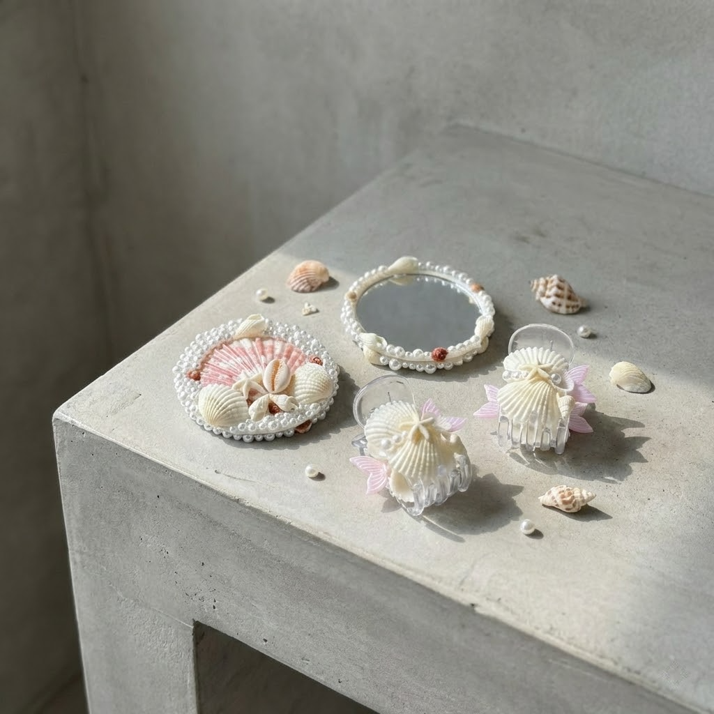 handmade seashell claw clip 5 prong medium hair jaw clip for women