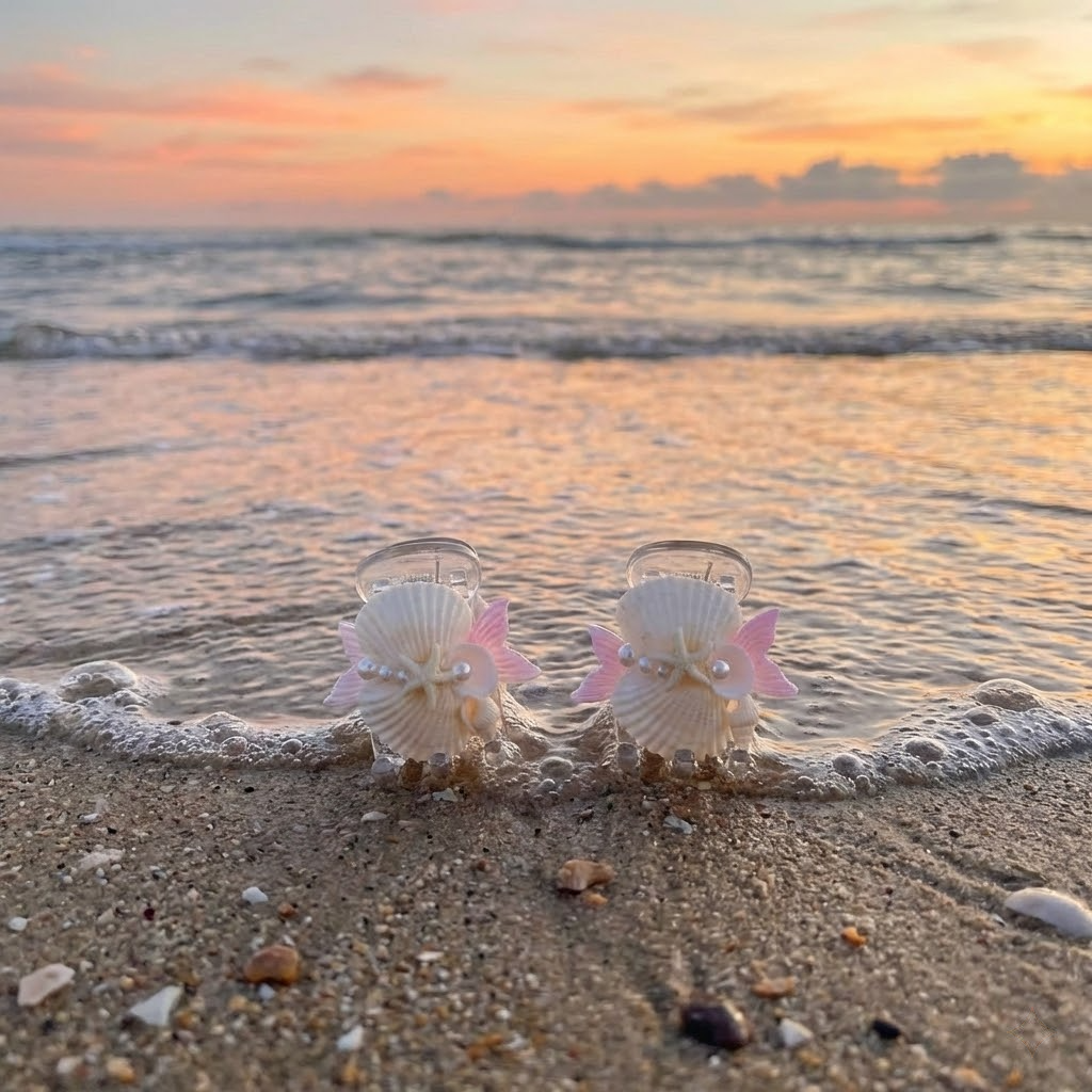 handmade seashell claw clip 5 prong medium hair jaw clip for women