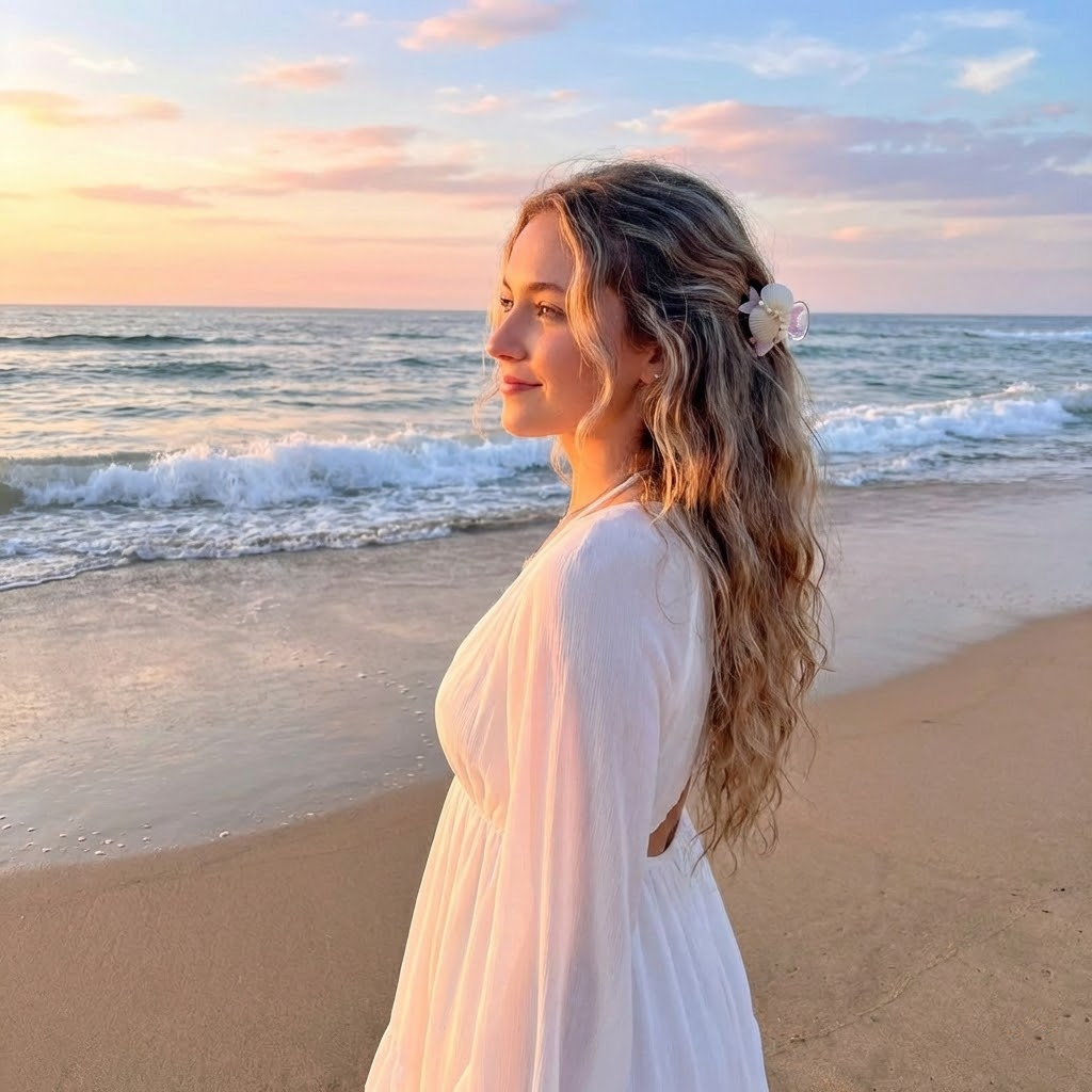 handmade seashell claw clip 5 prong medium hair jaw clip for women