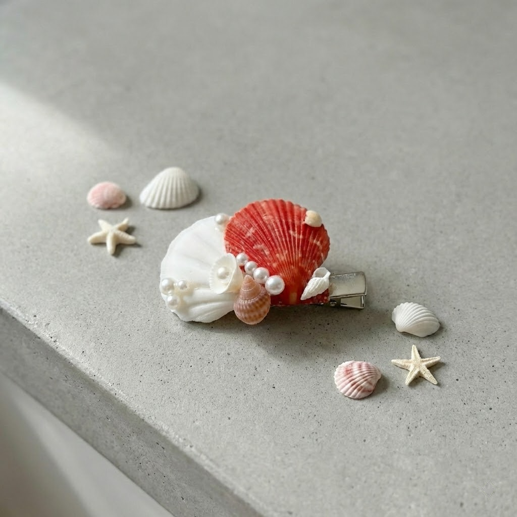 handmade seashell hair clip – coastal style