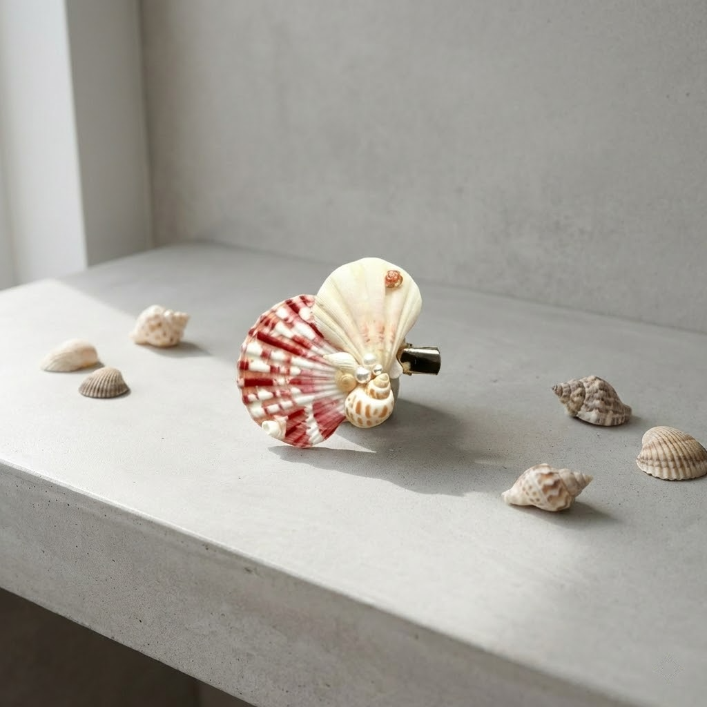 handmade seashell hair clip – coastal style