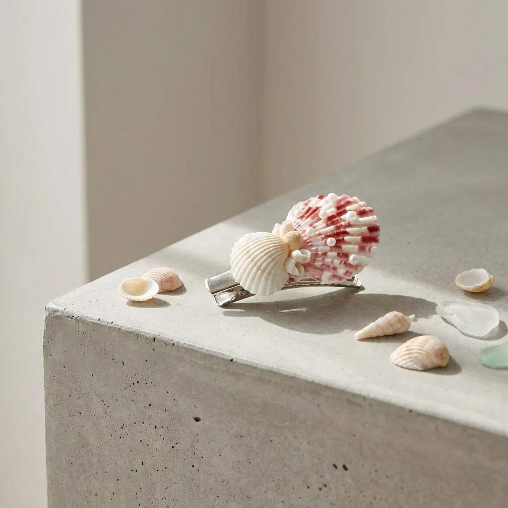 handmade seashell hair clip – coastal style