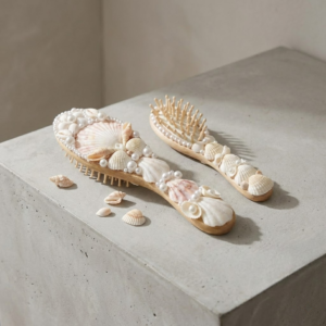 handmade seashell mirror with lace trim (copy)