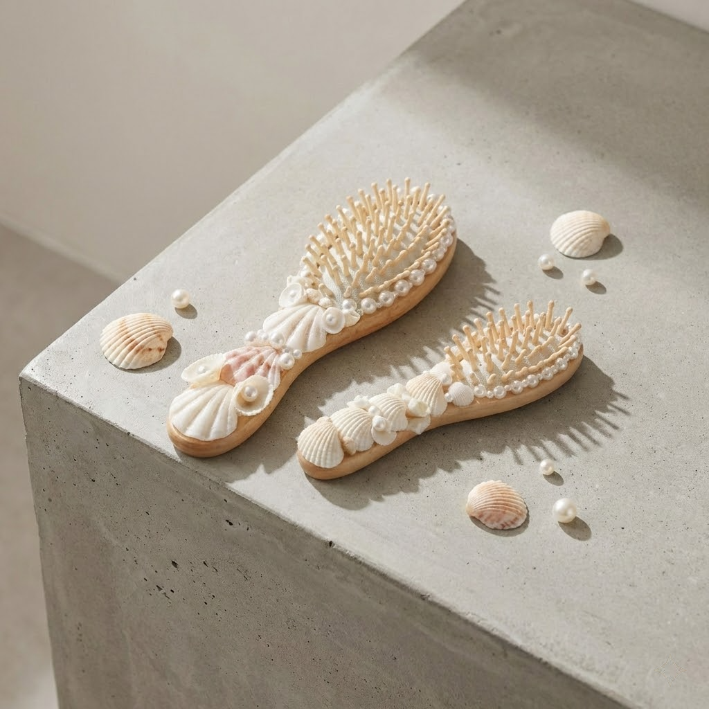 handmade seashell mirror with lace trim (copy)