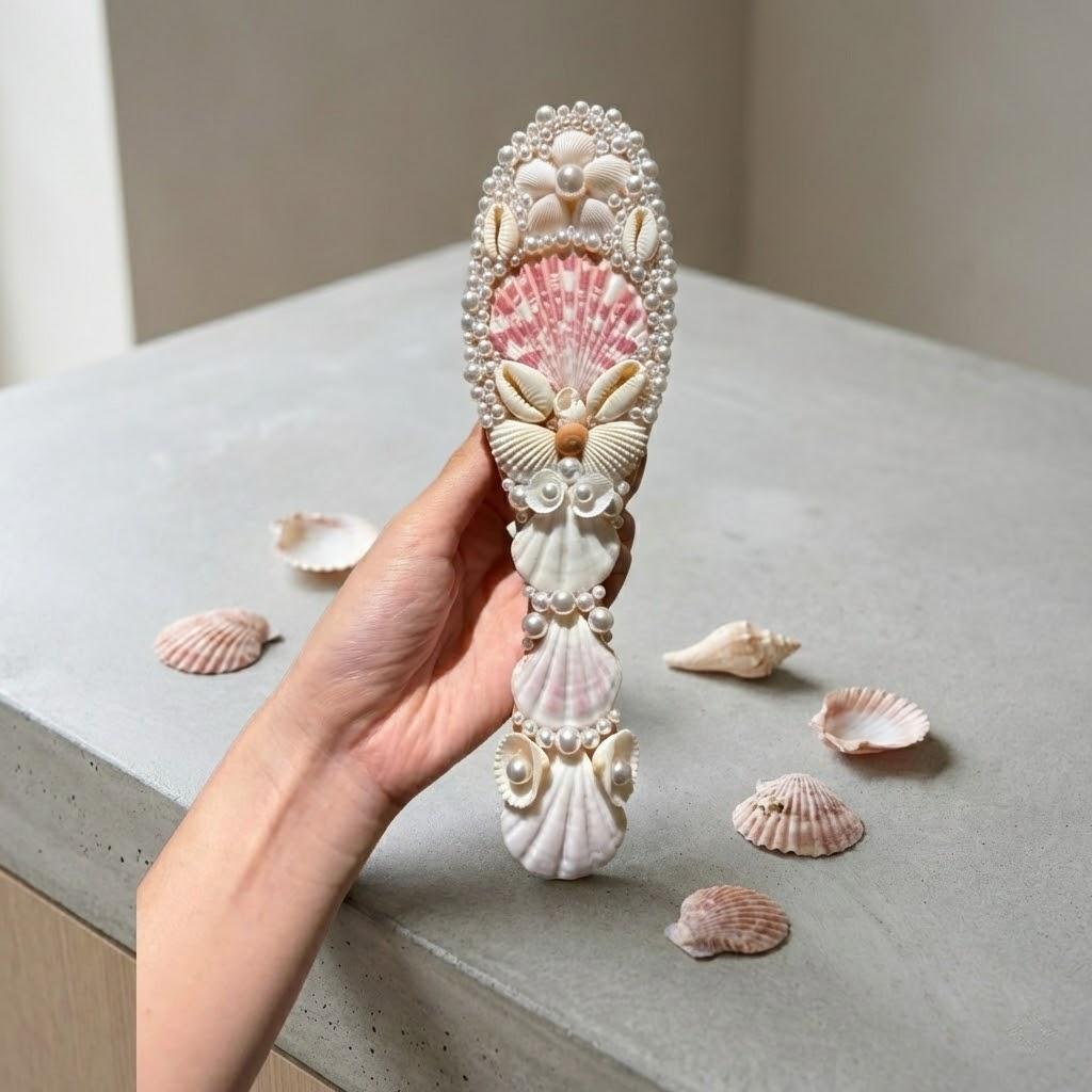 pearl seashell comb – handmade coastal elegance