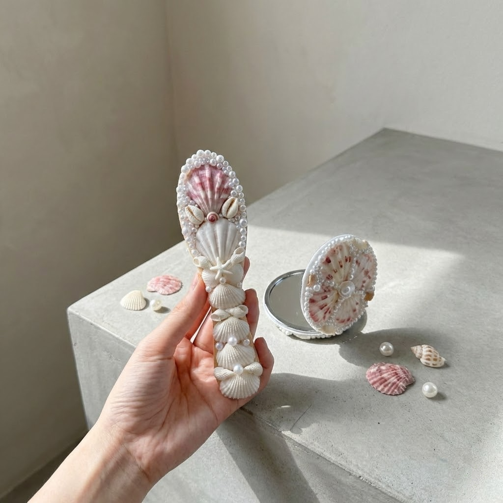 pearl seashell comb – handmade coastal elegance