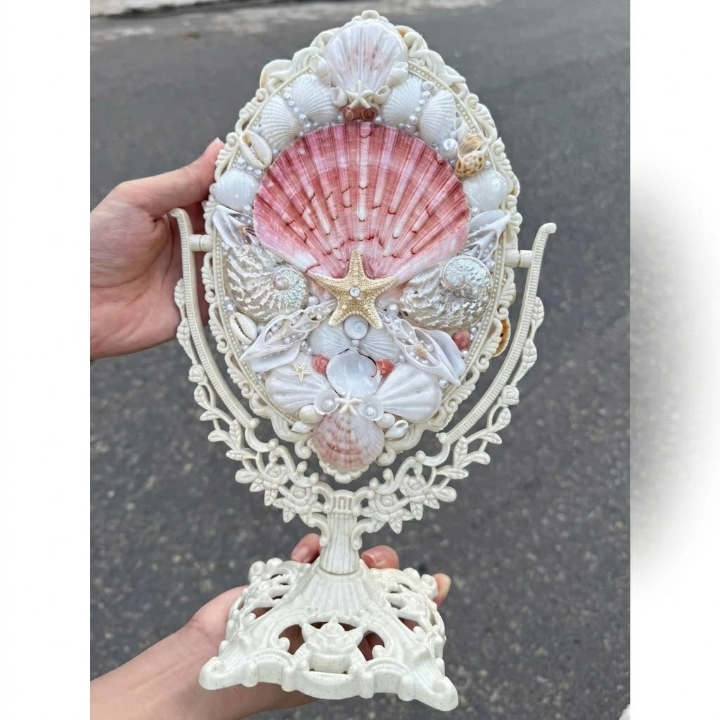 handcrafted shell desk mirror – beach style decor (copy)