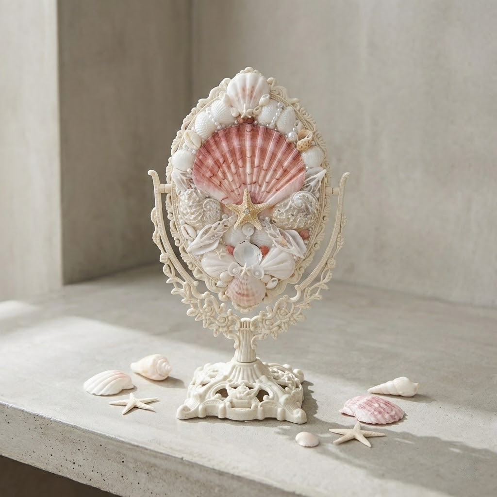 handcrafted shell desk mirror – beach style decor (copy)