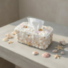 handmade seashell tissue box cover – coastal decor
