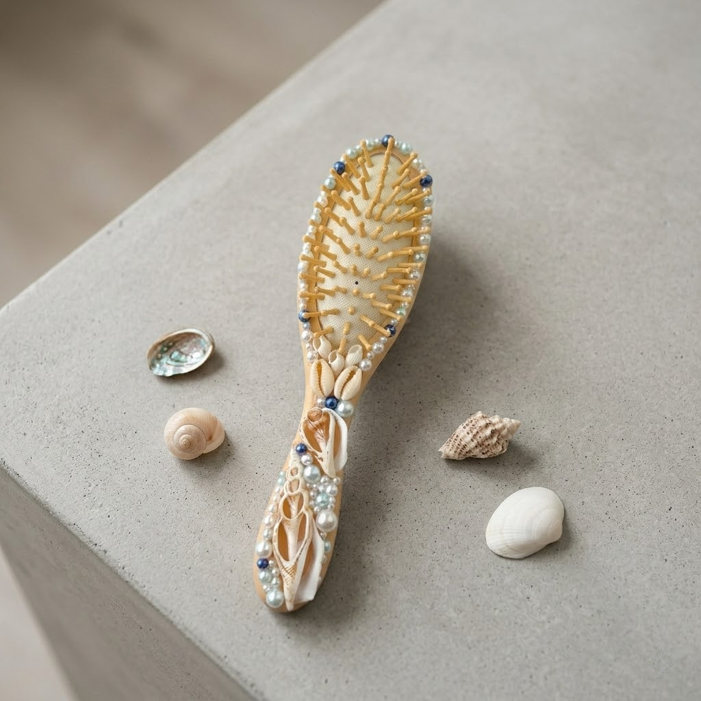 pearl seashell comb – handmade coastal elegance