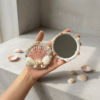 mini seashell & pearl pocket mirror – handmade coastal chic