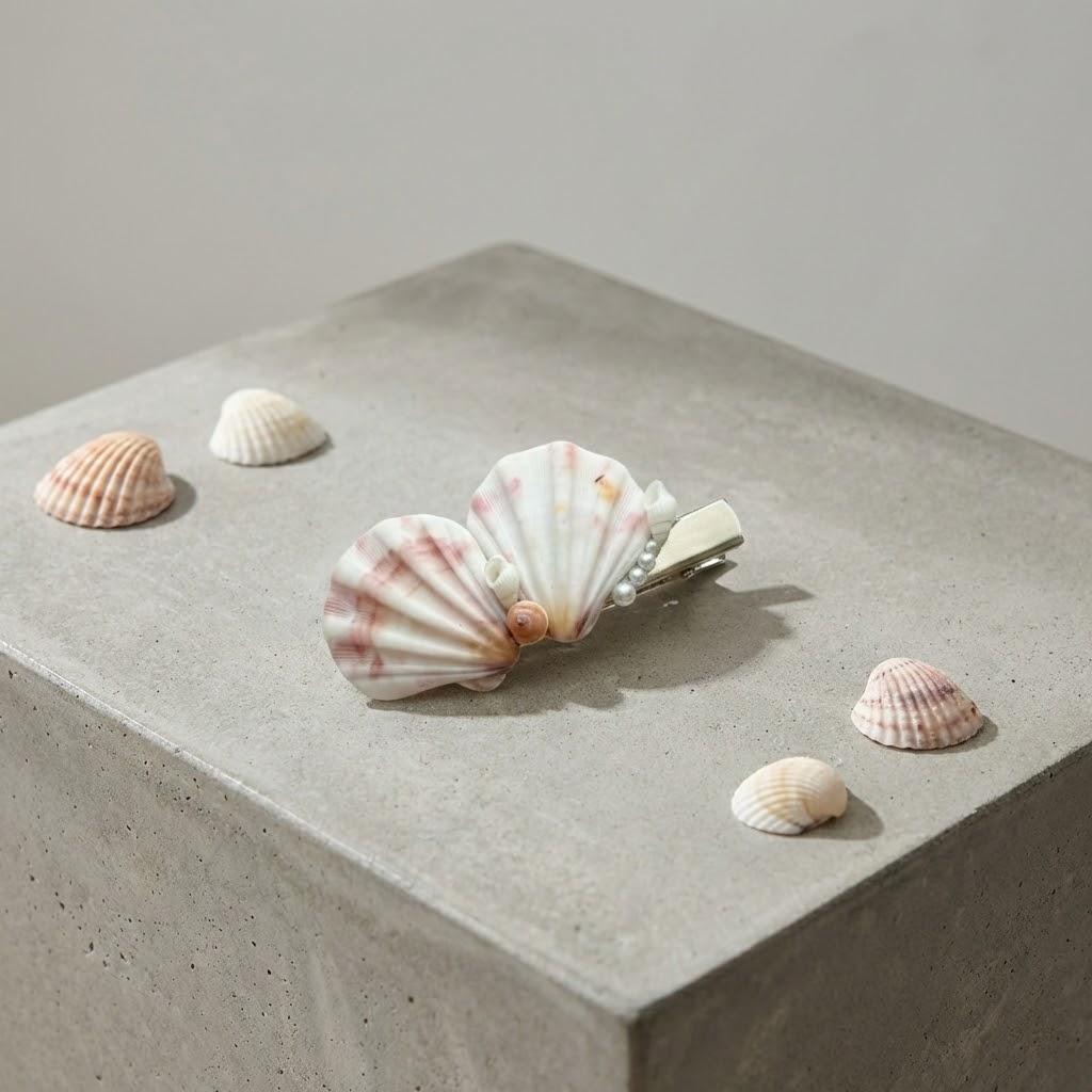 handmade seashell hair clip – coastal style