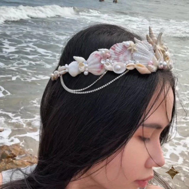 handmade seashell crown – mermaid coastal headpiece