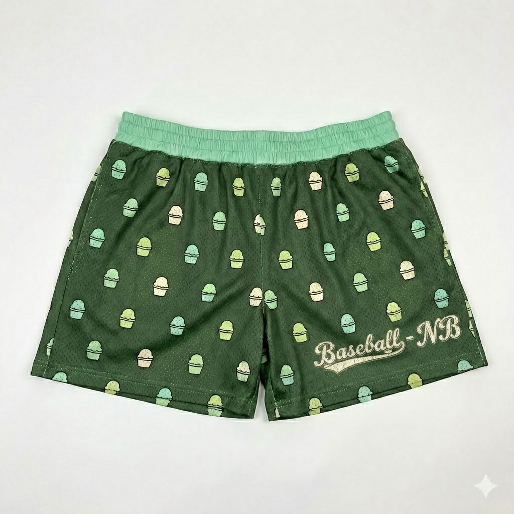 ice cream cone youth shorts – trendy summer baseball graphic shorts for kids