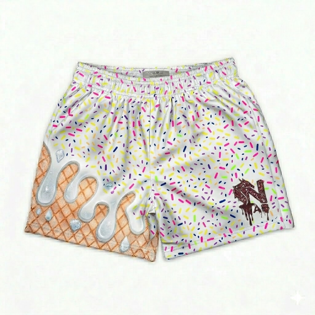 ice cream youth shorts – trendy summer graphic shorts for kids