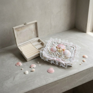 handmade seashell jewelry box – coastal treasure decor