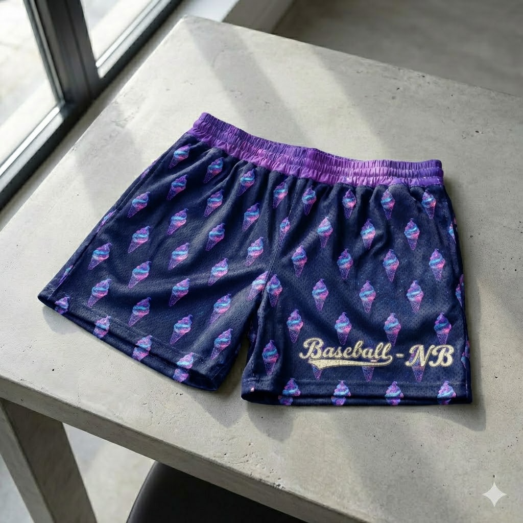 ice cream cone youth shorts – trendy summer baseball graphic shorts for kids