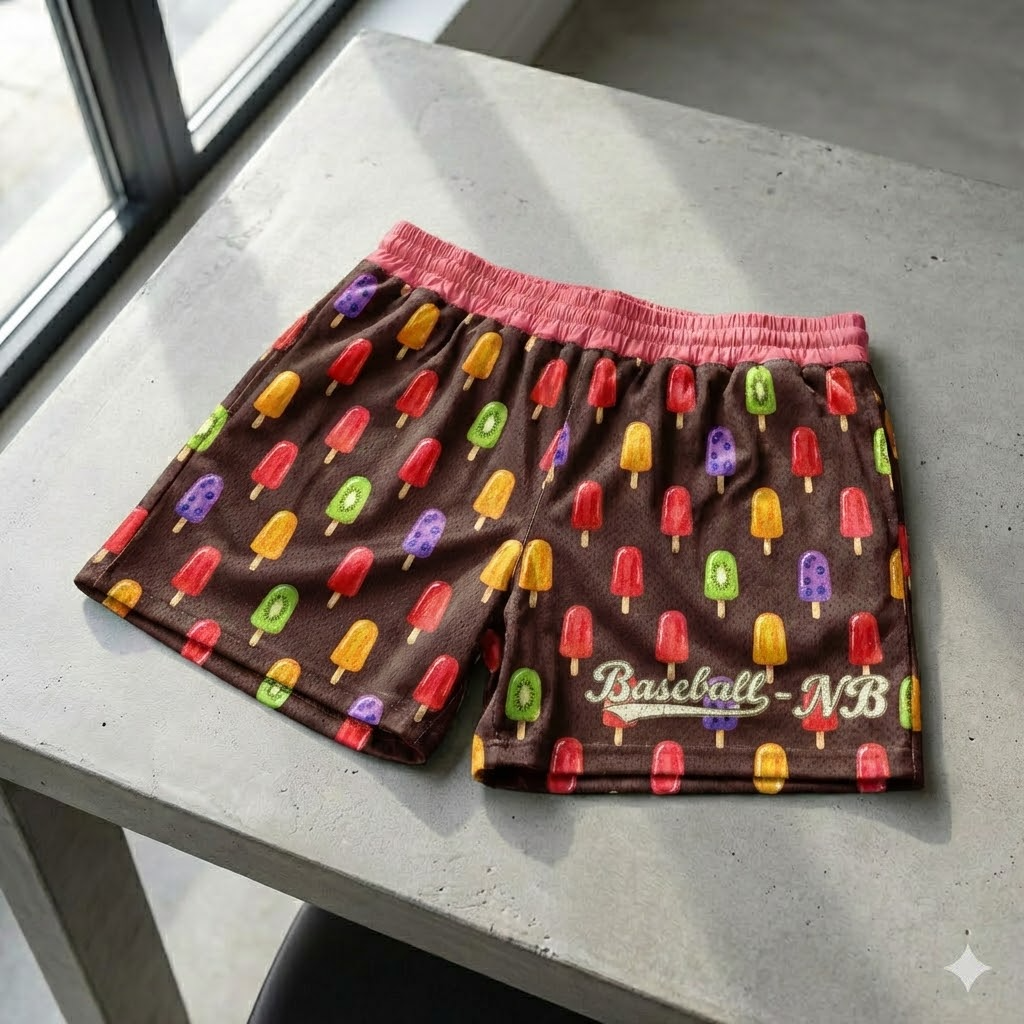 ice cream cone youth shorts – trendy summer baseball graphic shorts for kids