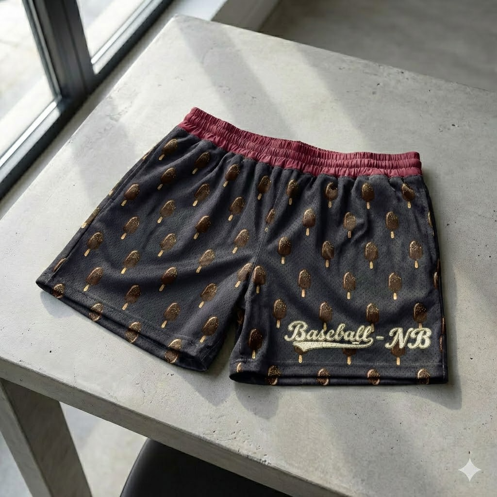 ice cream cone youth shorts – trendy summer baseball graphic shorts for kids