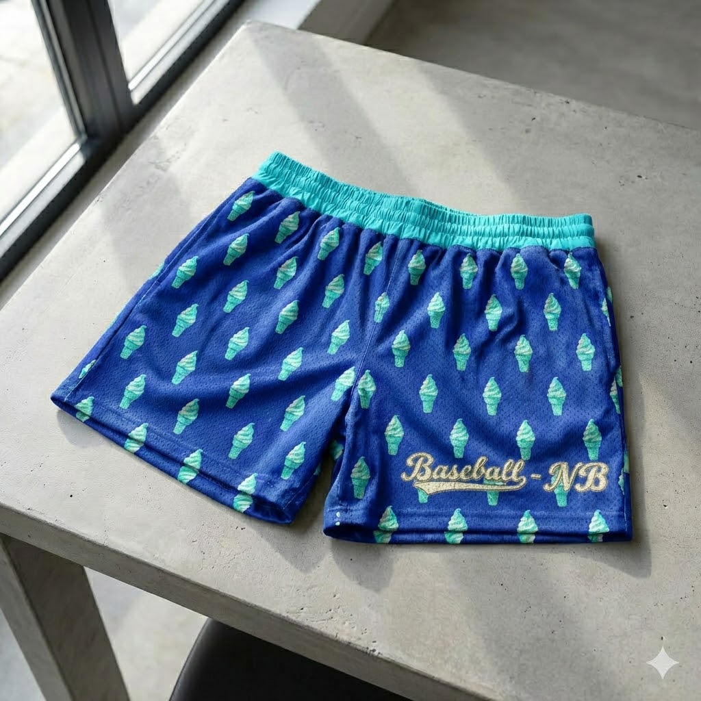 ice cream cone youth shorts – trendy summer baseball graphic shorts for kids