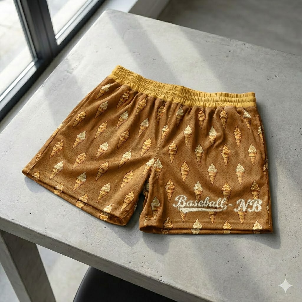 ice cream cone youth shorts – trendy summer baseball graphic shorts for kids