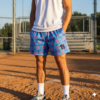 delay pause youth shorts – trendy summer baseball graphic shorts for kids
