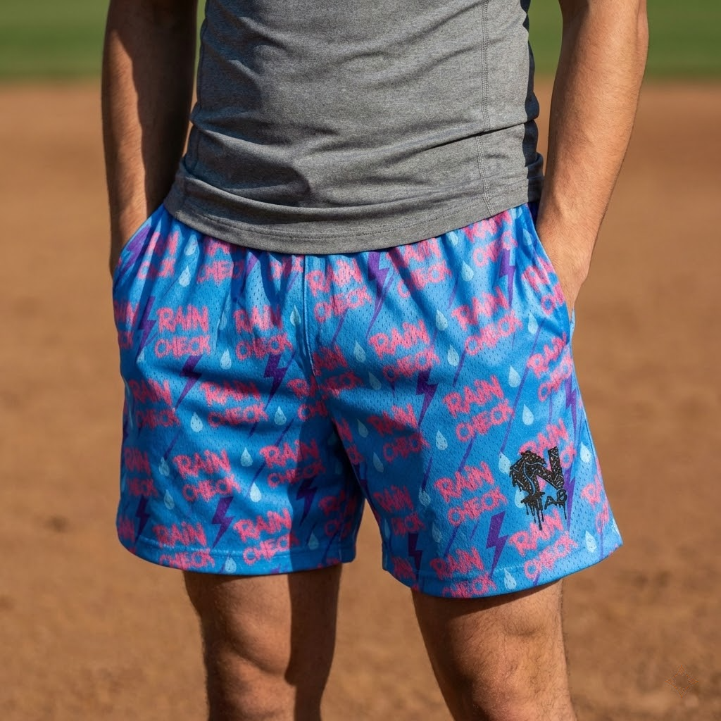 delay pause youth shorts – trendy summer baseball graphic shorts for kids