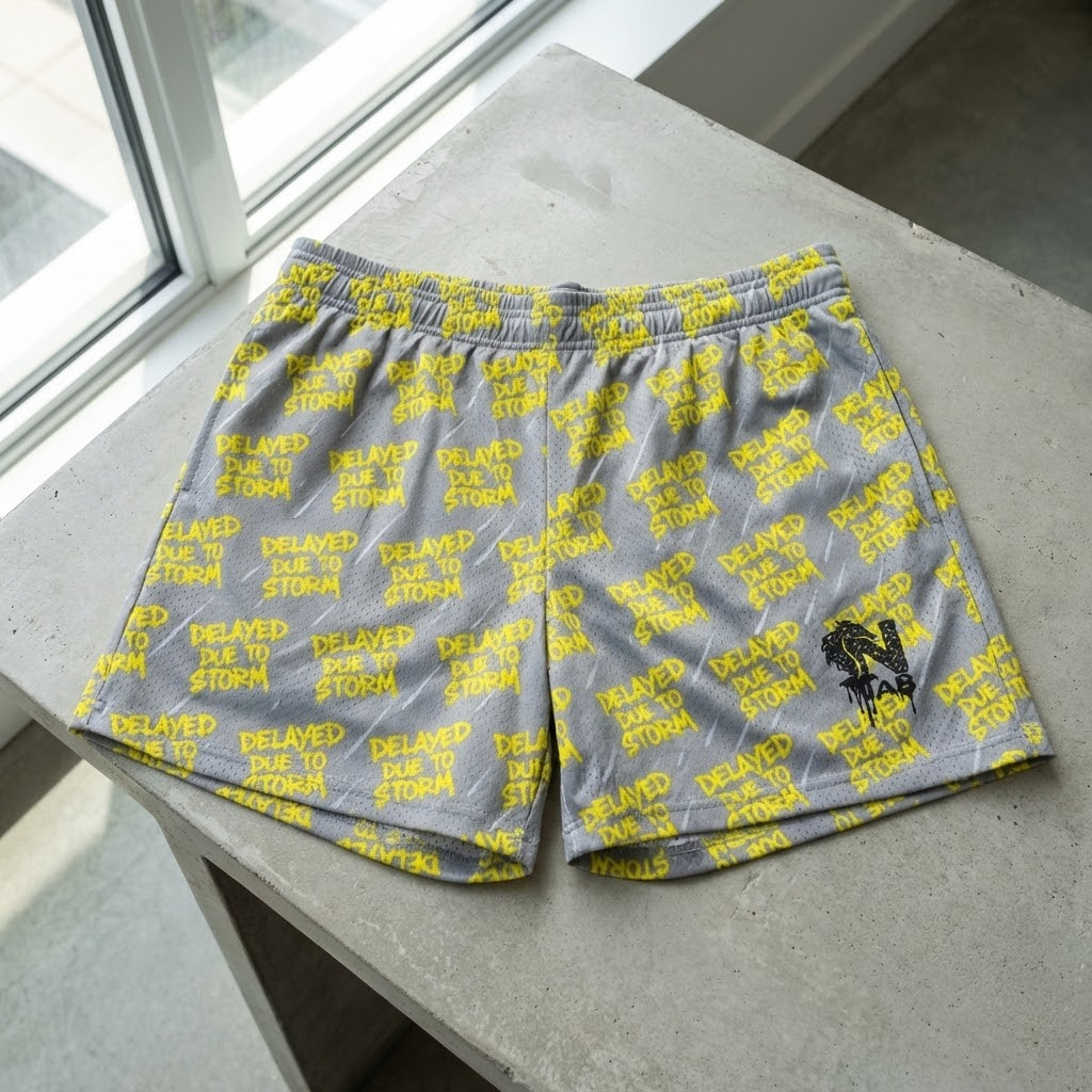 delay pause youth shorts – trendy summer baseball graphic shorts for kids