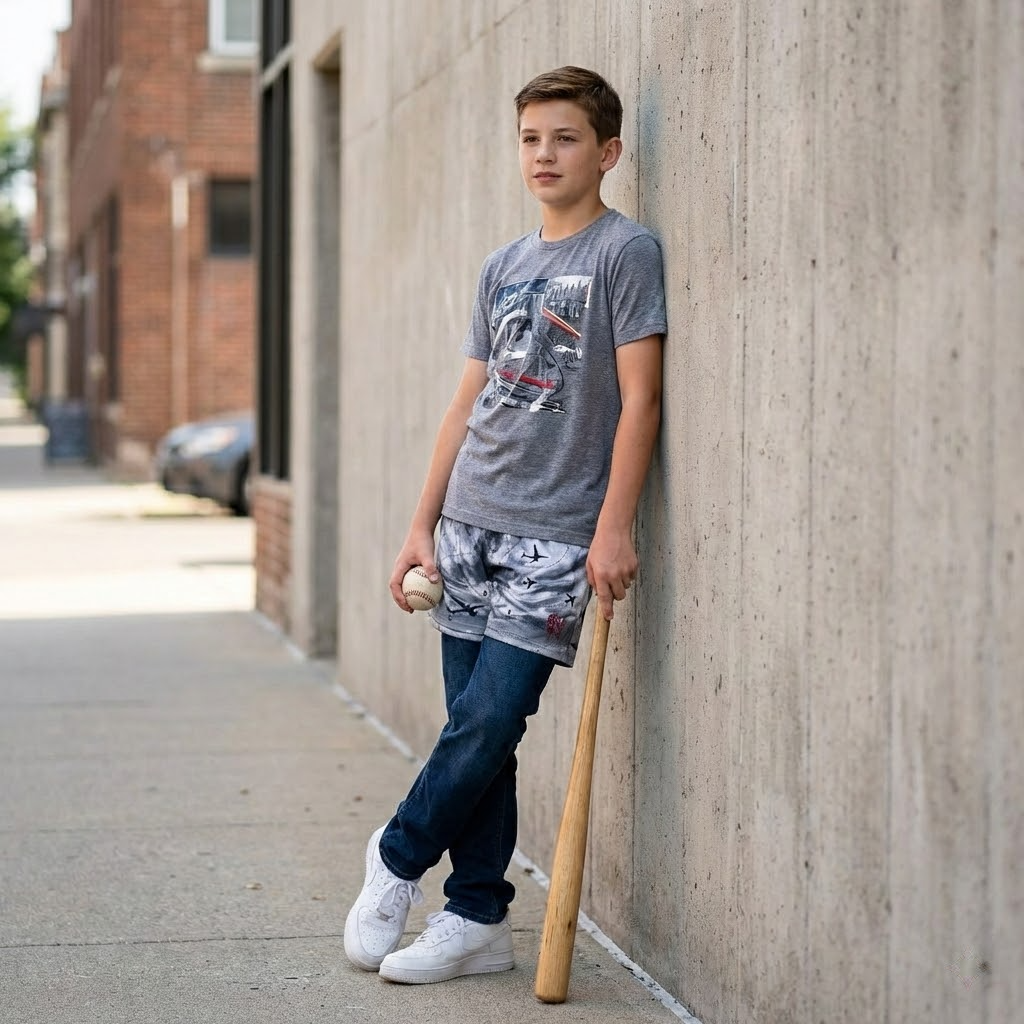 star youth shorts – trendy summer baseball graphic shorts for kids