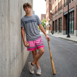 pencil youth shorts – trendy summer baseball graphic shorts for kids