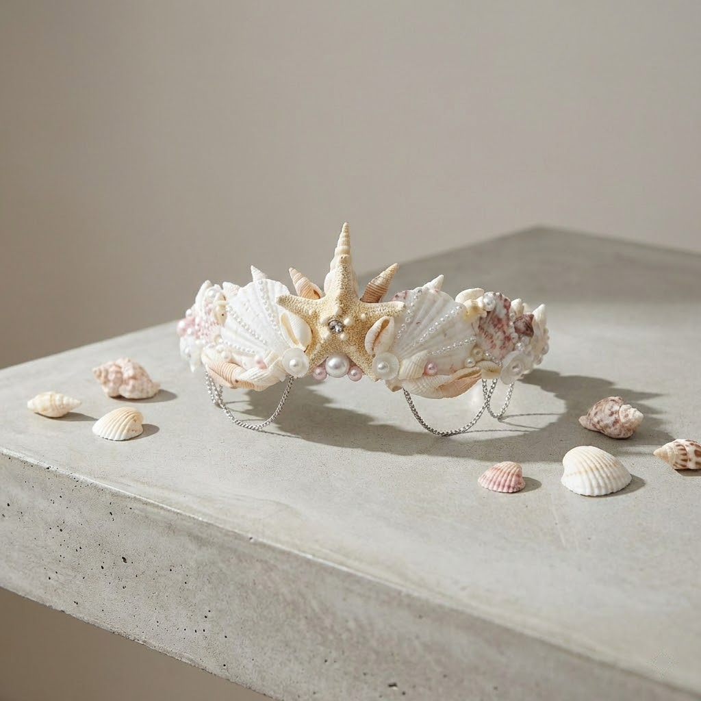 handmade seashell crown – mermaid coastal headpiece