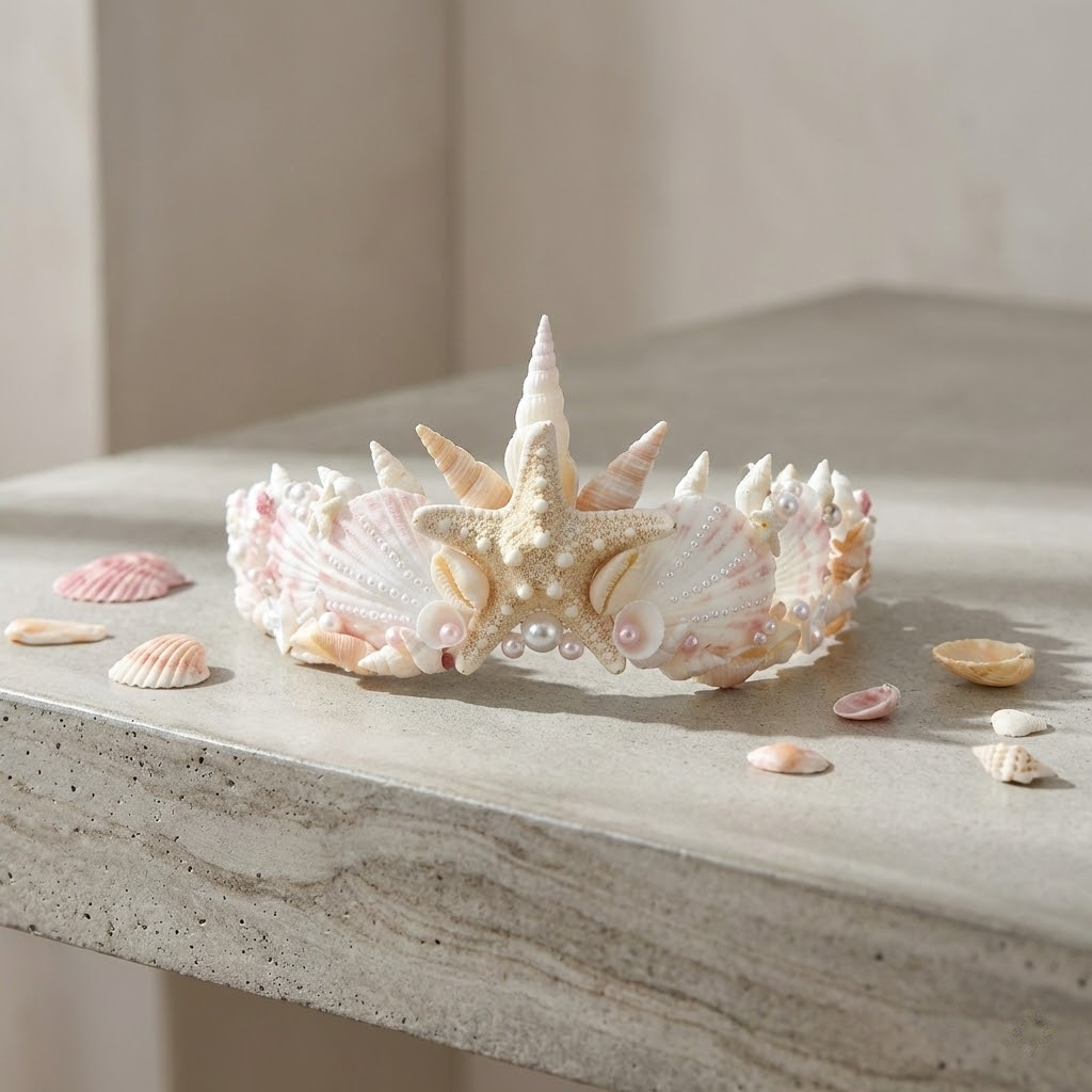 handmade seashell crown – mermaid coastal headpiece