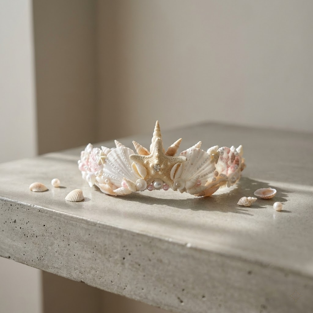 handmade seashell crown – mermaid coastal headpiece