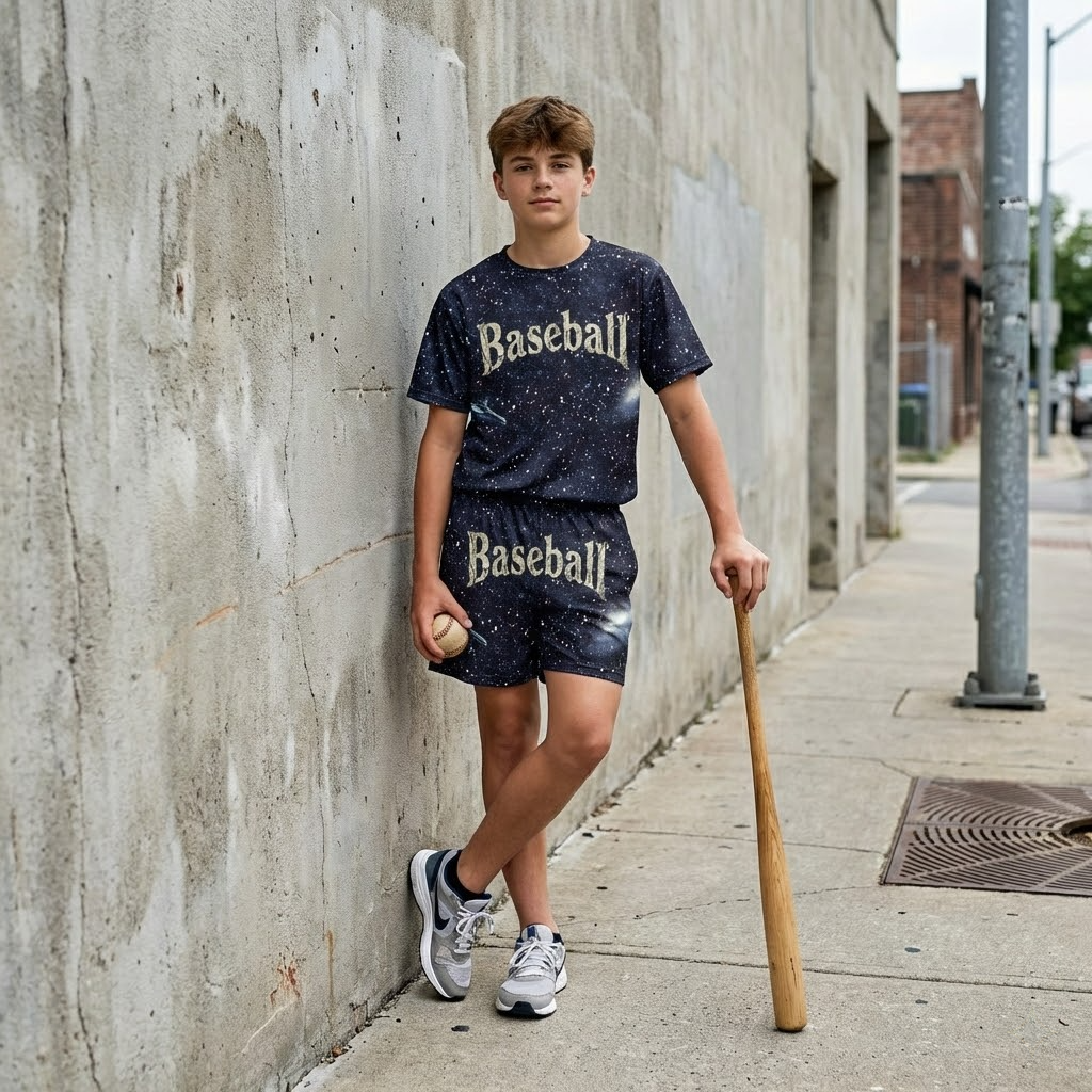 pencil youth shorts – trendy summer baseball graphic shorts for kids (copy)