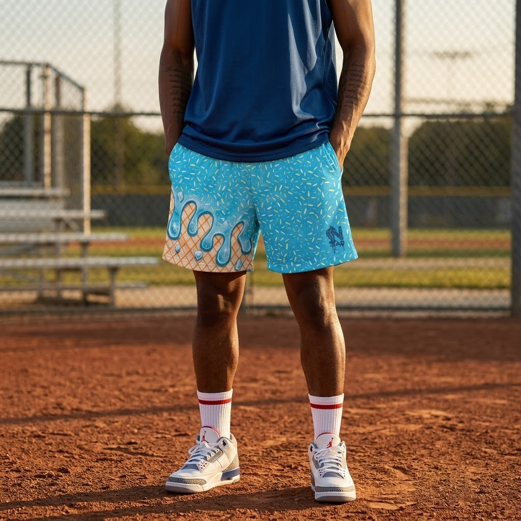 ice cream youth shorts – trendy summer graphic shorts for kids